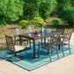 Sophia & William 7 Pieces Metal Outdoor Patio Dining Set with Extendable Table - Black