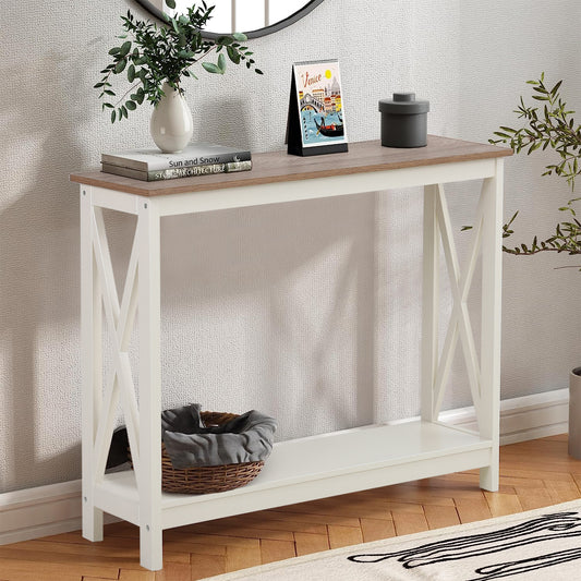 Sophia&William Console Table with Storage Shelf Sofa Table for Entryway, Hallway, Living Room-Ivory