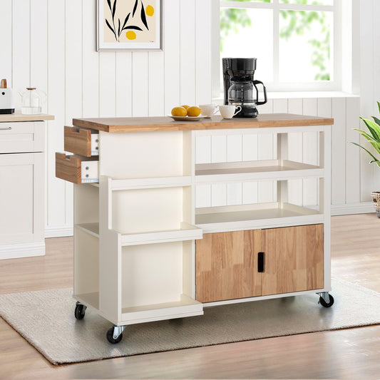 Sophia&William Kitchen Island Kitchen Cart on Wheels with Storage Drawer and Cabient-White