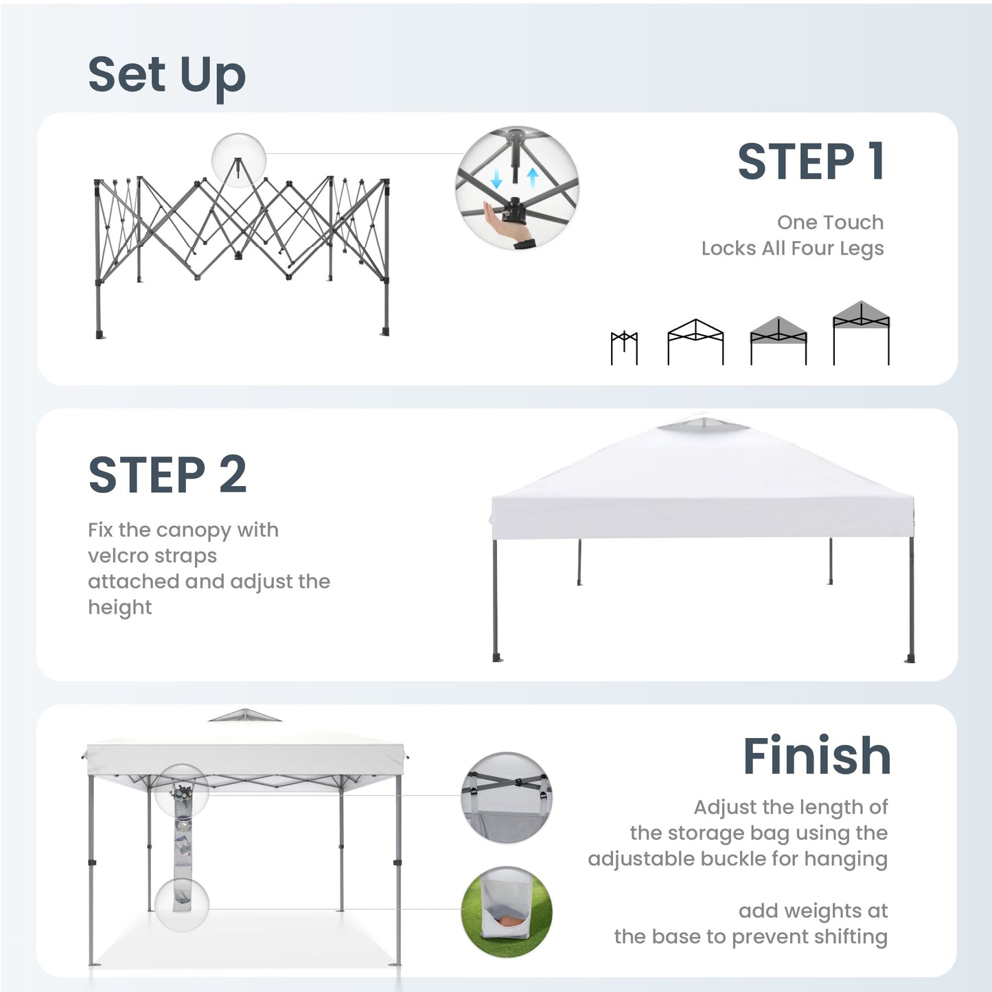 Alpha Joy 10'x10' Straight Leg Pop Up Canopy Tent Outdoor Event Instant Tent with Roller Bag, One-button Push Design