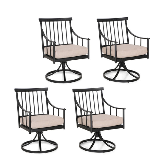 Sophia & William 4Pcs Swivel Patio Dining Chairs - Black & Beige