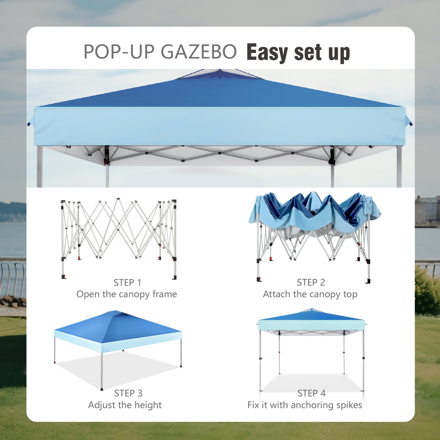 10'x 10' Pop up Canopy Tent Outdoor Event Instant Tent with Roller Bag