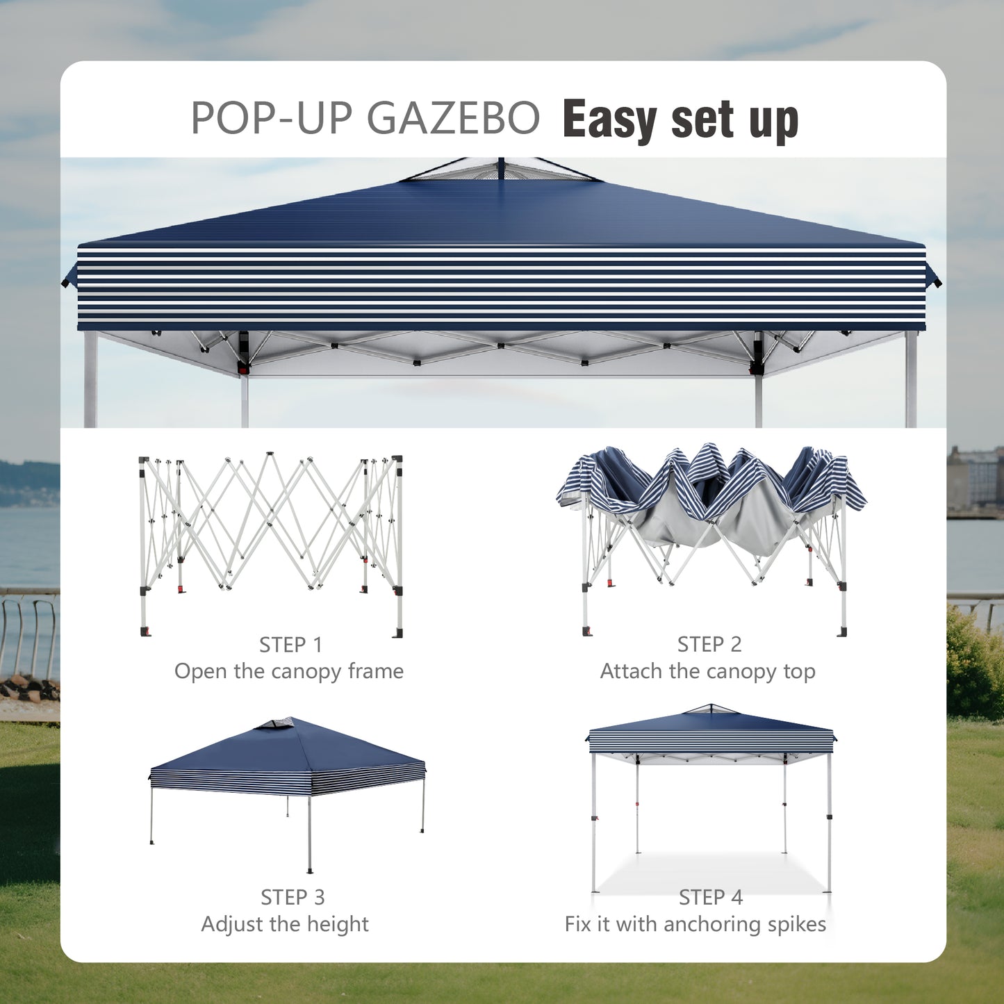 10'x 10' Pop up Canopy Tent Outdoor Event Instant Tent with Roller Bag