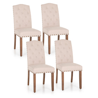 Upholstered Tall Backrest Dining Room Chairs, White