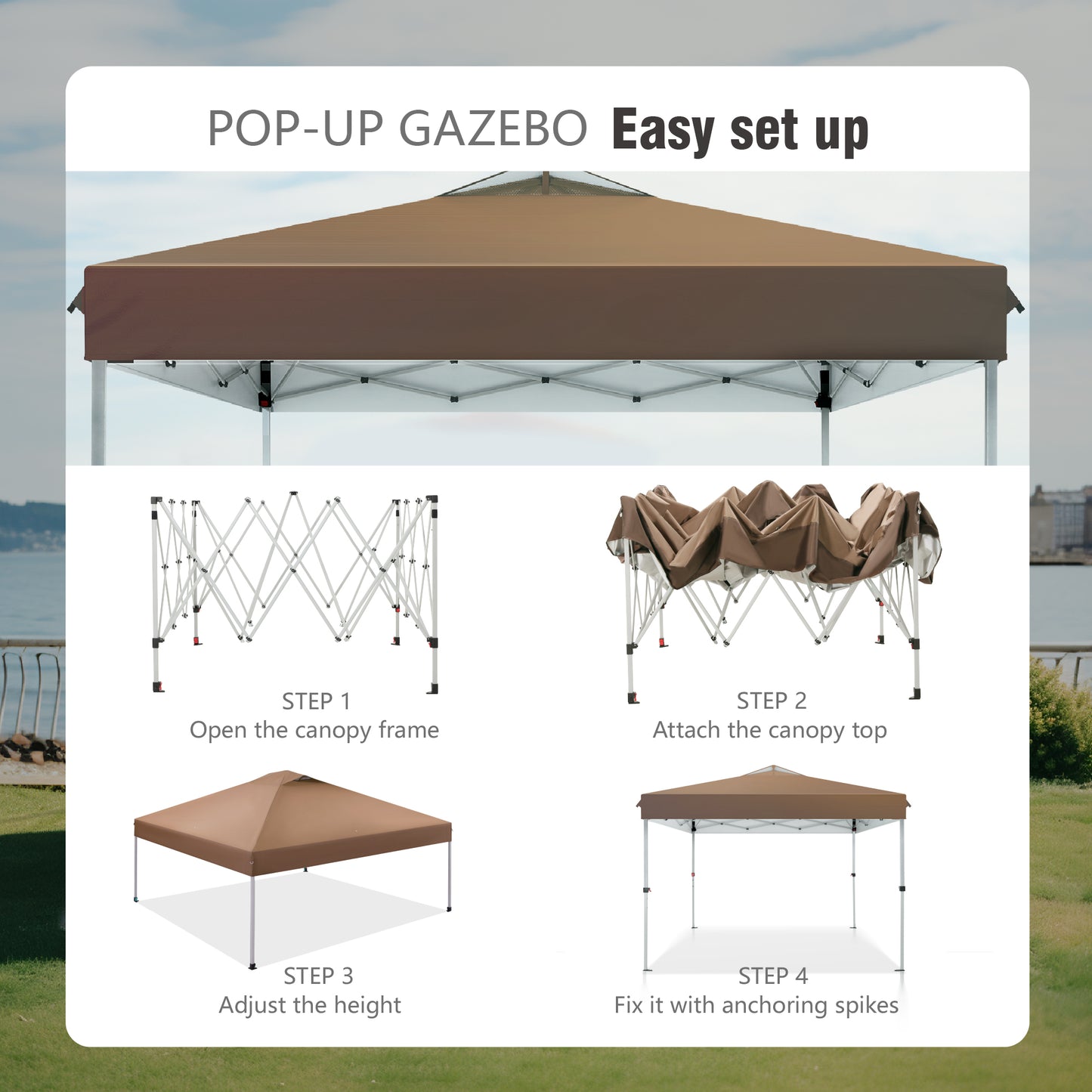 10'x 10' Pop up Canopy Tent Outdoor Event Instant Tent with Roller Bag