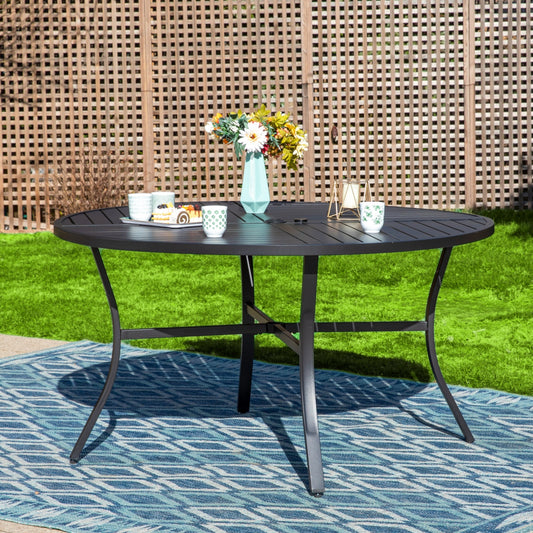 Sophia & William 54" Dia. Outdoor Metal Round Dining Table Black E-coated Frame