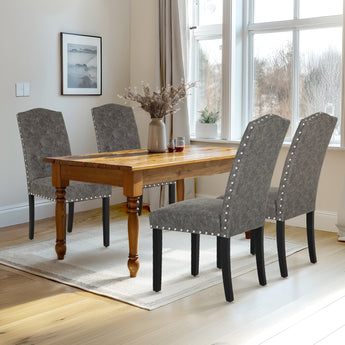 Upholstered Tall Backrest Dining Room Chairs, Grey