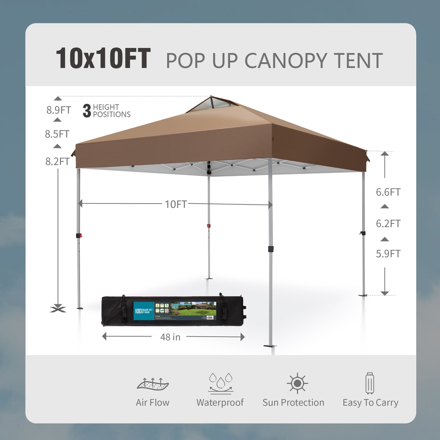 10'x 10' Pop up Canopy Tent Outdoor Event Instant Tent with Roller Bag