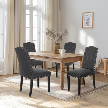 Upholstered Tall Backrest Dining Room Chairs, Black