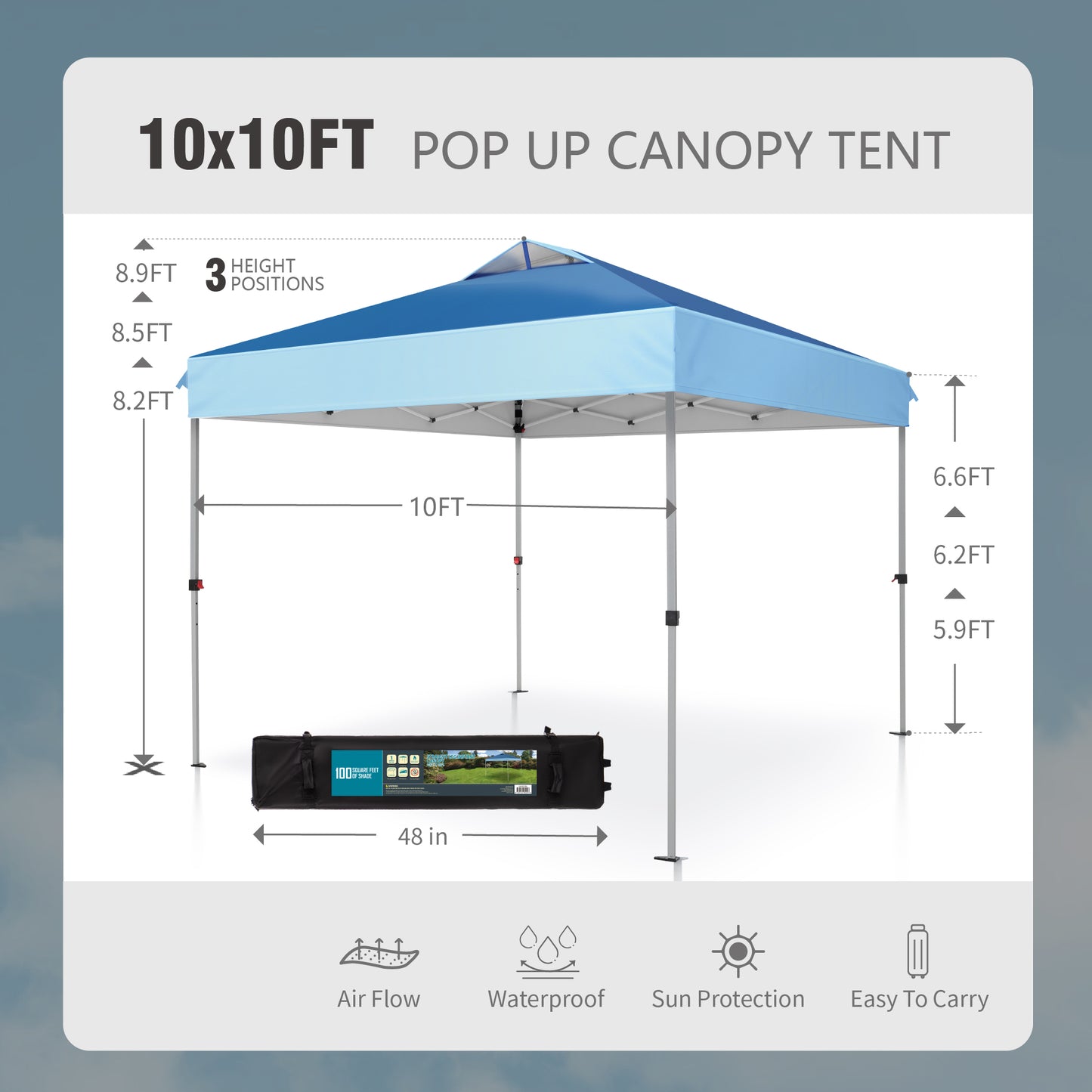 10'x 10' Pop up Canopy Tent Outdoor Event Instant Tent with Roller Bag