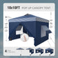 10'x 10'ft Pop Up 3 Height Adjustable Canopy Tent with 4 Side Walls