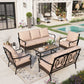 Sophia & William 5 Piece Metal Patio Conversation Sofa Set 7-Seat Outdoor Sectionals