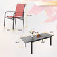 7 Piece Patio Metal Dining Set Expandable Patio Dining Table and 6 Red Textilene Chairs