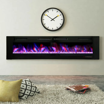 72" Wall Mounted & Recessed Electric Fireplace with Remote Control