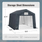 Alpha Joy 10 x 15 x 8.7 ft Portable Storage Shed Outdoor Heavy Duty Carport with Roll-up Ventilated Windows for Patio Furniture