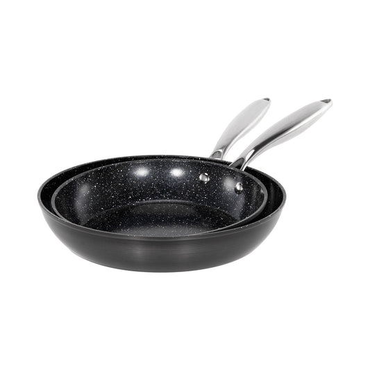 Sophia & William 2 Pieces Hard Anodized Nonstick Frying Pan, Black