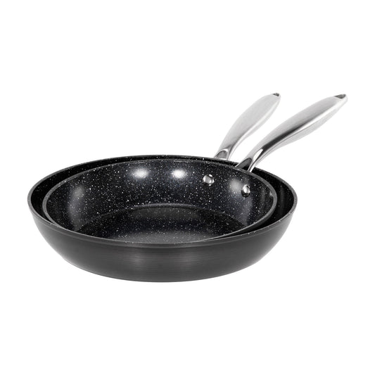 Sophia & William 2 Pieces Hard Anodized Nonstick Frying Pan, Black