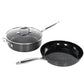 Sophia & William 3 Pieces Hard Anodized Ceramic Nonstick Frying Pans with Lid, Black