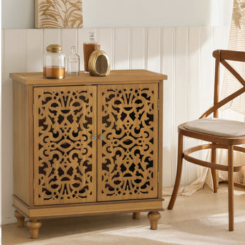 Vintage Chic Cabinet with Hollow Carved Design