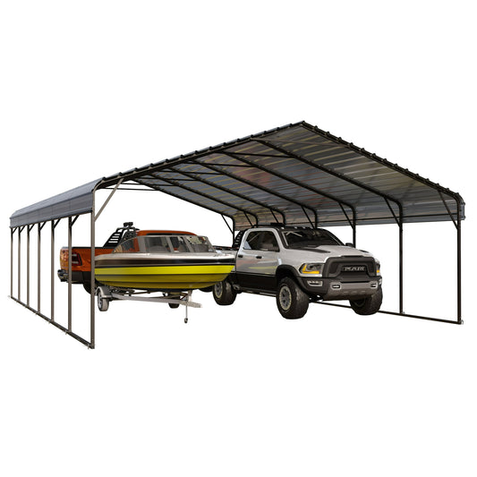 Alpha Joy 20' x 30' Heavy Duty Carport with Galvanized Steel Roof Cars Garage Shelter