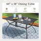 Sophia & William 8-Piece Outdoor Patio Dining Set with 13ft Navy Umbrella, Gray Folding Chairs & Rectangle Table for 6