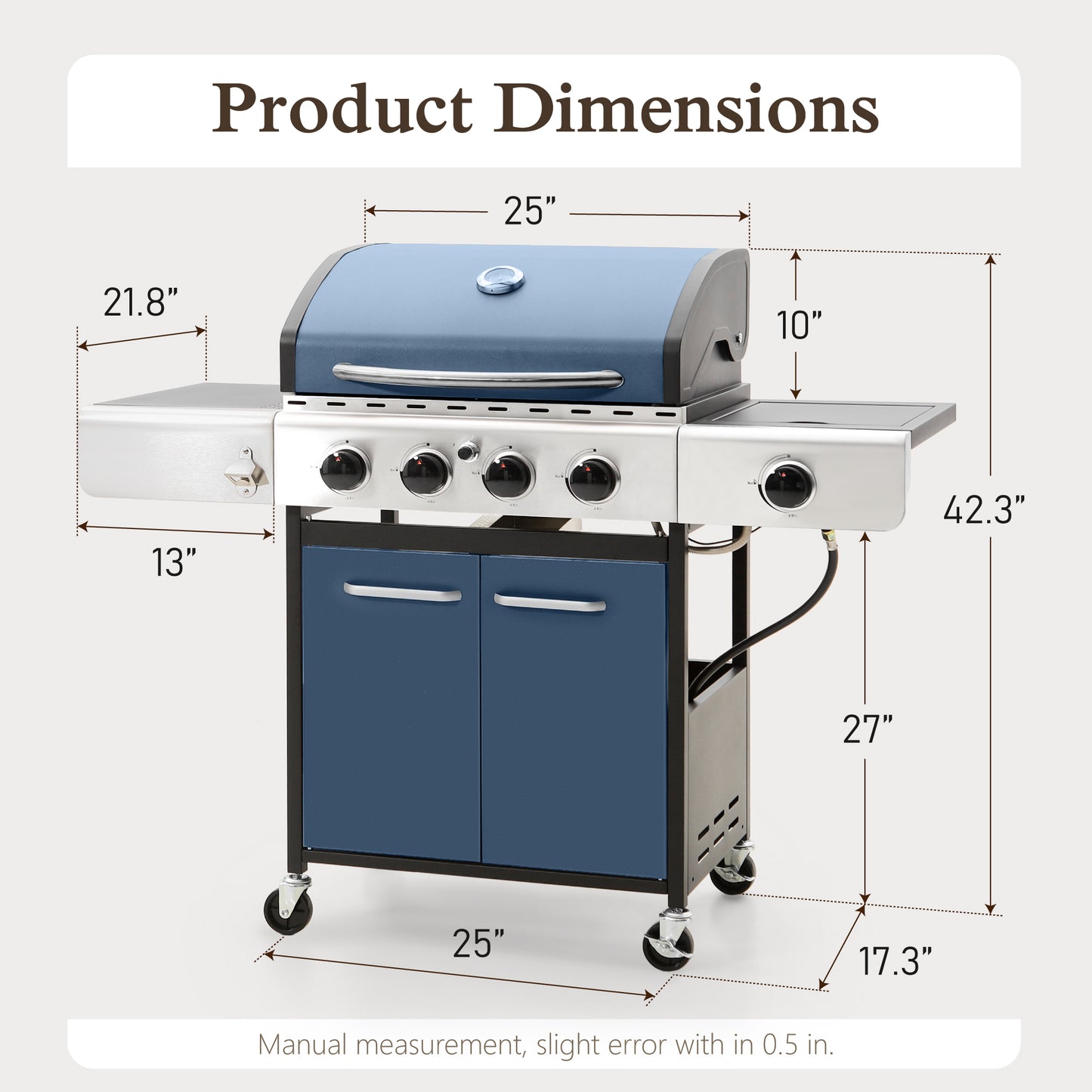 Alpha Joy 4-Burner Stainless Steel Propane Gas Grill with Side Burner