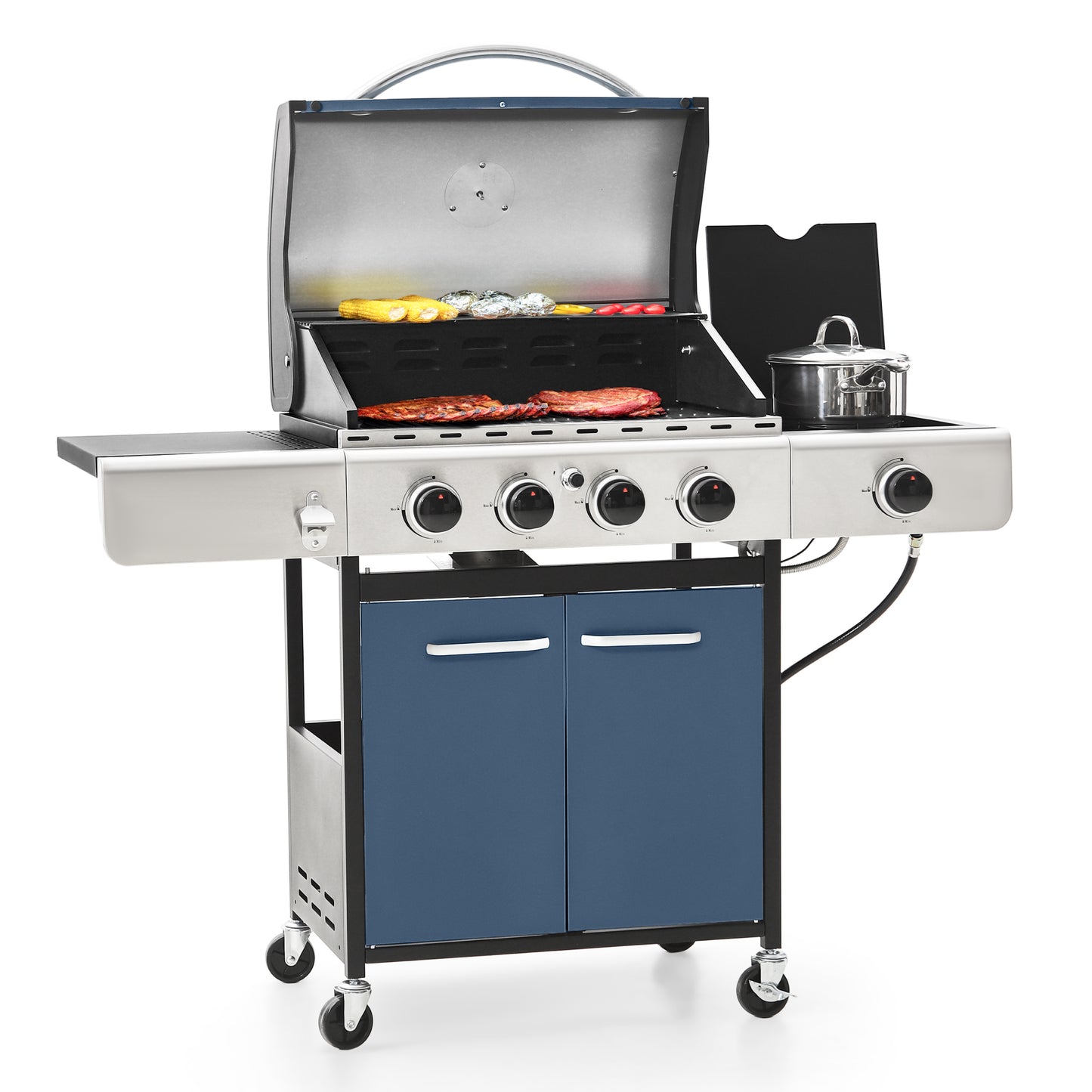 Alpha Joy 4-Burner Stainless Steel Propane Gas Grill with Side Burner