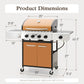 Alpha Joy 4-Burner Stainless Steel Propane Gas Grill with Side Burner