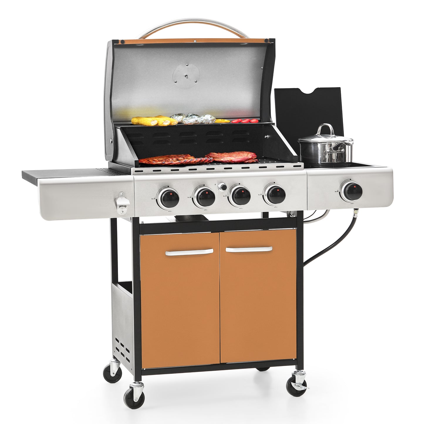 Alpha Joy 4-Burner Stainless Steel Propane Gas Grill with Side Burner