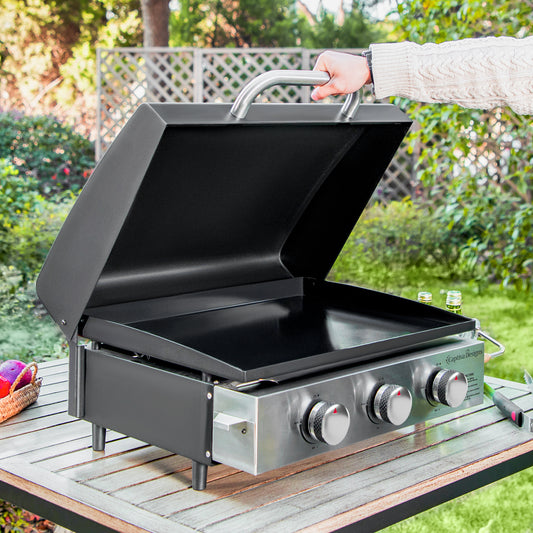 Alpha Joy 3-Burners Outdoor Gas Griddle Portable Flat Top Table Grill