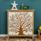 S&W 2-Door Rustic Accent Cabinet with Tree Pattern for Kitchen, Dining, Living Room