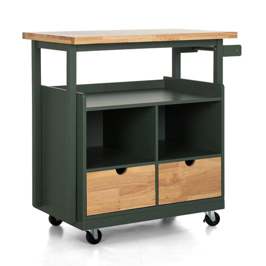 Sophia&William Kitchen Island Kitchen Cart on Wheels with Storage Drawer and Cabient-Green