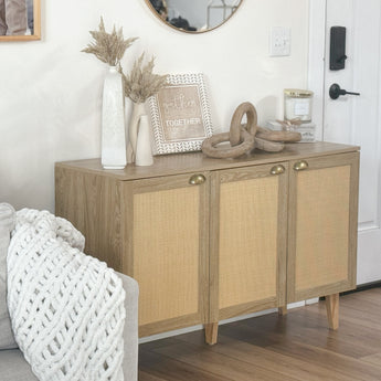 Natural Rattan 3-Door Cabinet