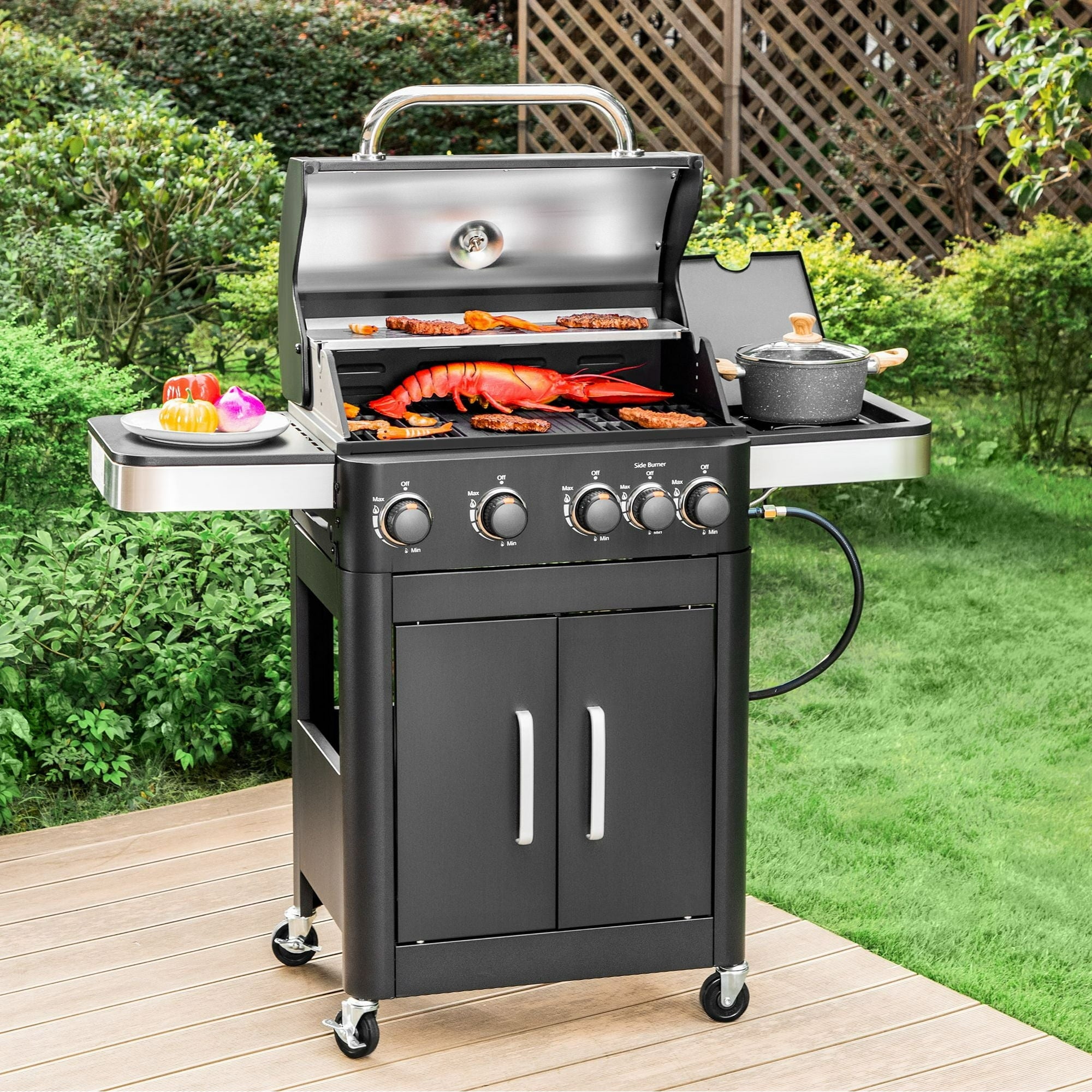 4-Burner Propane Gas Grill with Side Burner in Black – sophia-william-us