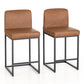 Sophia & William 24" PU Leather Counter Height Bar Stool with Backrest-Set of 2-Brown