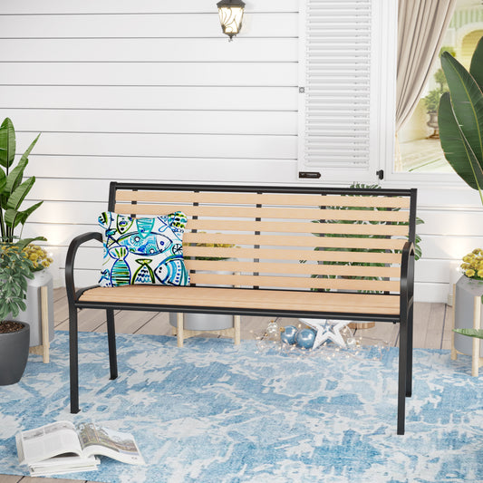 Sophia & William 50" Metal Outdoor Garden Park Bench - Yellow