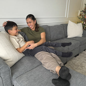 Slate 4-Seater Grey Sofa with 3  Ottomans