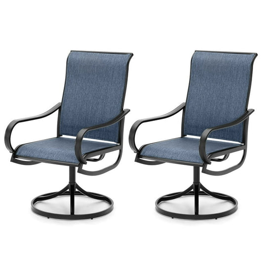 Sophia & William 2Pcs Patio Dining Swivel Chairs Set Outdoor Jean Blue Textilene Chairs