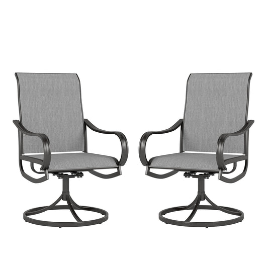 Sophia & William 2Pcs Patio Dining Swivel Chairs Set Outdoor Textilene Chairs, Gray