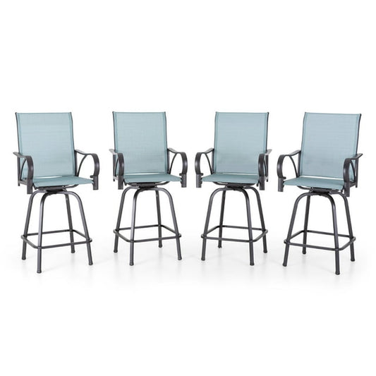 Sophia & William 4 Piece Outdoor Swivel Bar Stools Patio Height Chairs Padded Textilene Seat in Blue