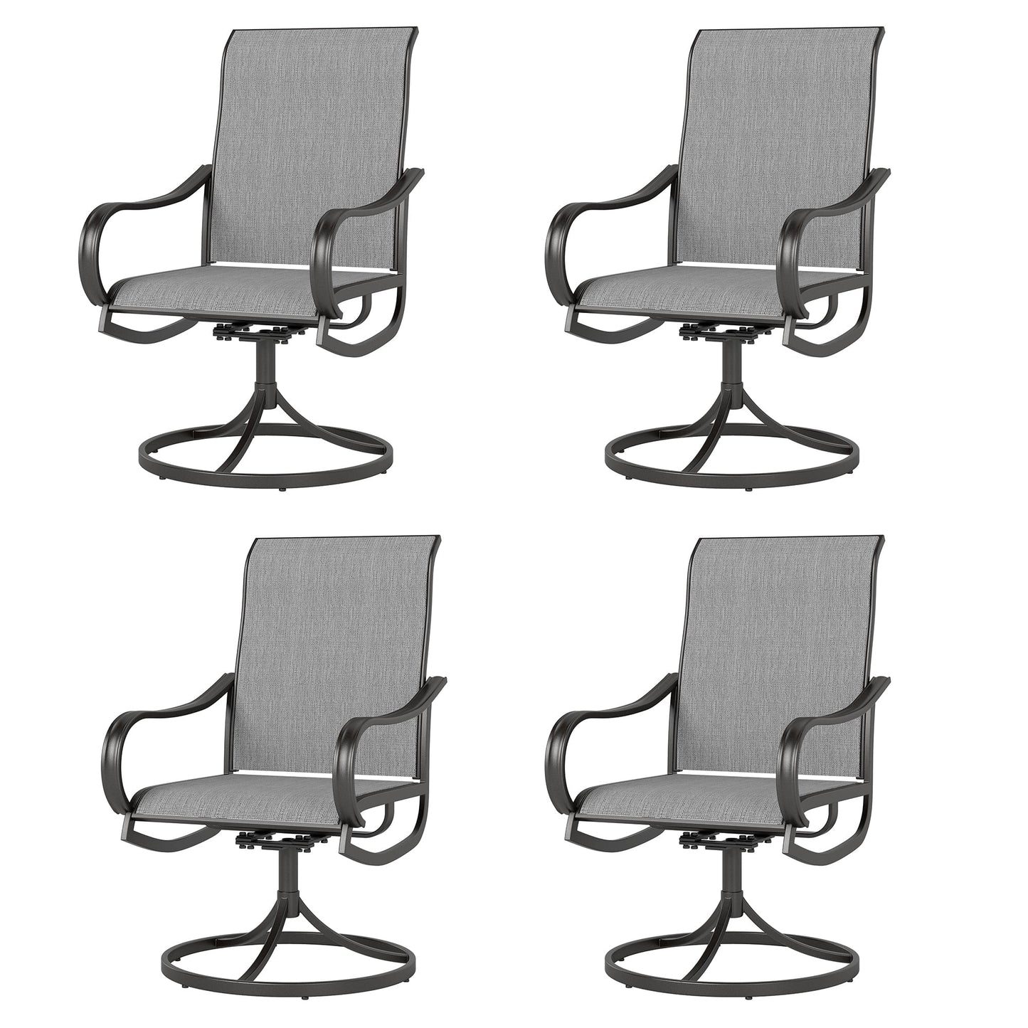 Sophia & William 4Pcs Patio Dining Swivel Chairs Set Outdoor Textilene Chairs, Gray