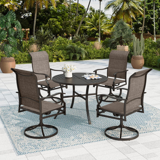 Sophia & William 5 Piece Outdoor Metal Patio Dining Set 42" Round Table and Padded Chairs Set