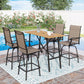 Sophia & William 5 Piece Patio Outdoor Bar Set Height Teak Wood Table and Swivel Chairs Metal Furniture Set