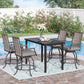 Sophia & William 5 Pieces Swivel Bar Set Rattan Backrest and Padded Cushion Bar Chair & Rectangular Metal Table