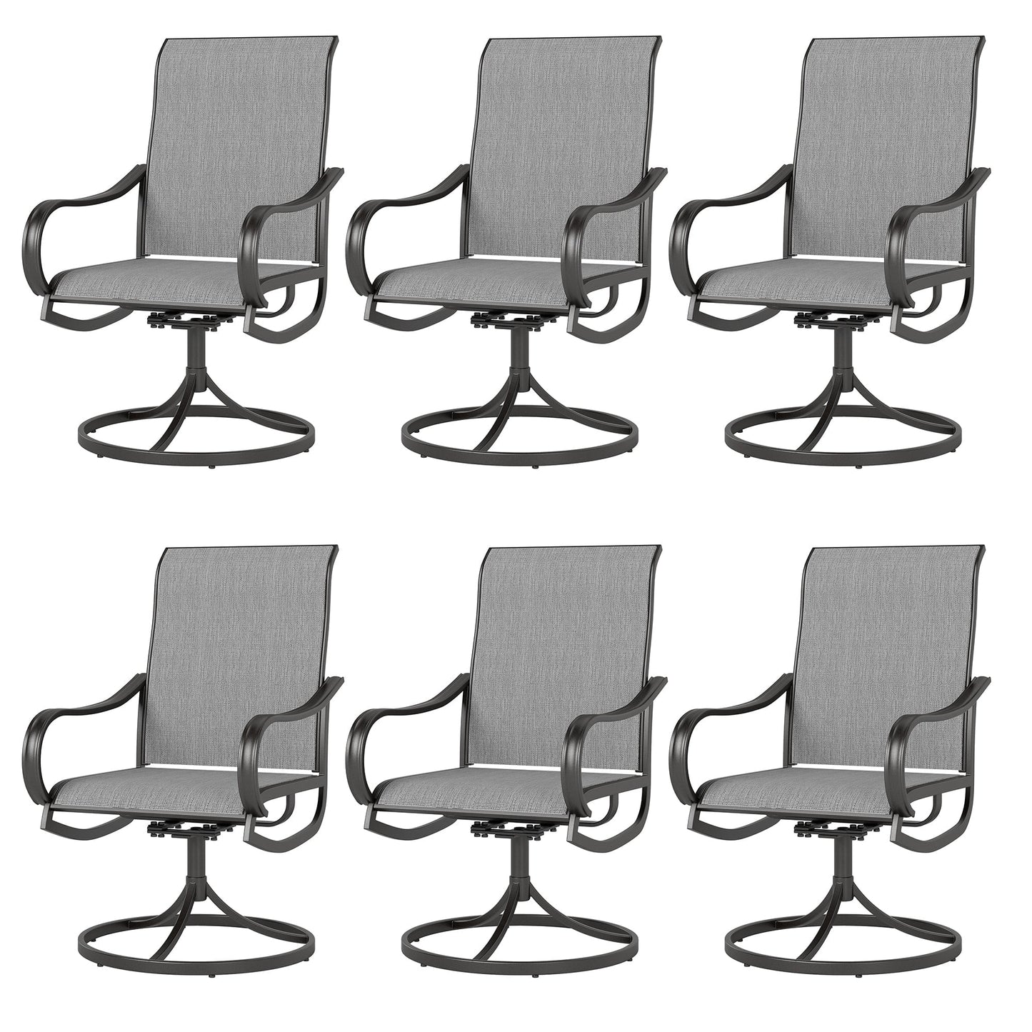 Sophia & William 6Pcs Patio Dining Swivel Chairs Set Outdoor Textilene Chairs, Gray