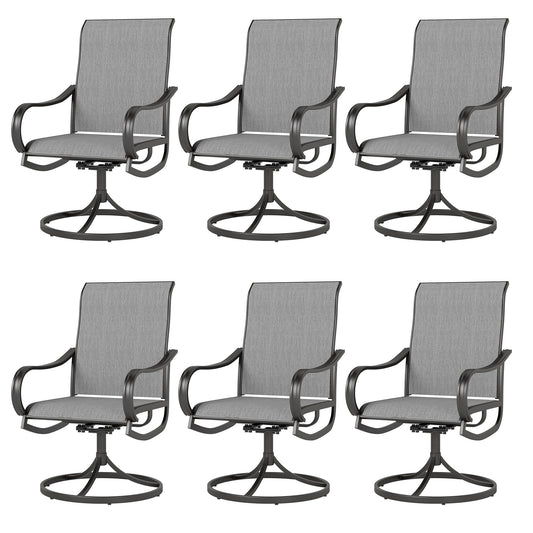 Sophia & William 6Pcs Patio Dining Swivel Chairs Set Outdoor Textilene Chairs, Gray