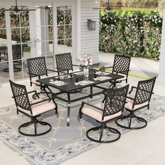 Sophia & William 7 Peices Outdoor Patio Dining Set Swivel Chairs and Table Set