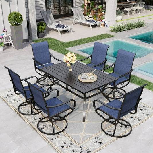 Sophia & William 7 Piece Outdoor Patio Dining Set Textilene Chairs and Table Furniture Set