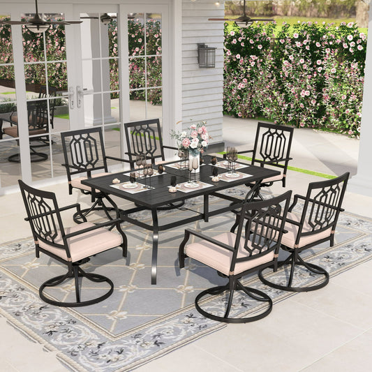 Sophia & William 7 Peices Outdoor Patio Dining Set Swivel Chairs and Table Set