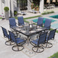 Sophia & William 9 Piece Outdoor Patio Dining Set Textilene Chairs and 60" Square Table Furniture Set